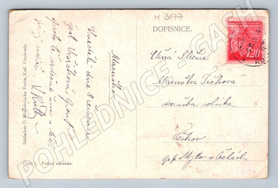 Postcard cavalry cannonade with horses Czechoslovakia (M3177)