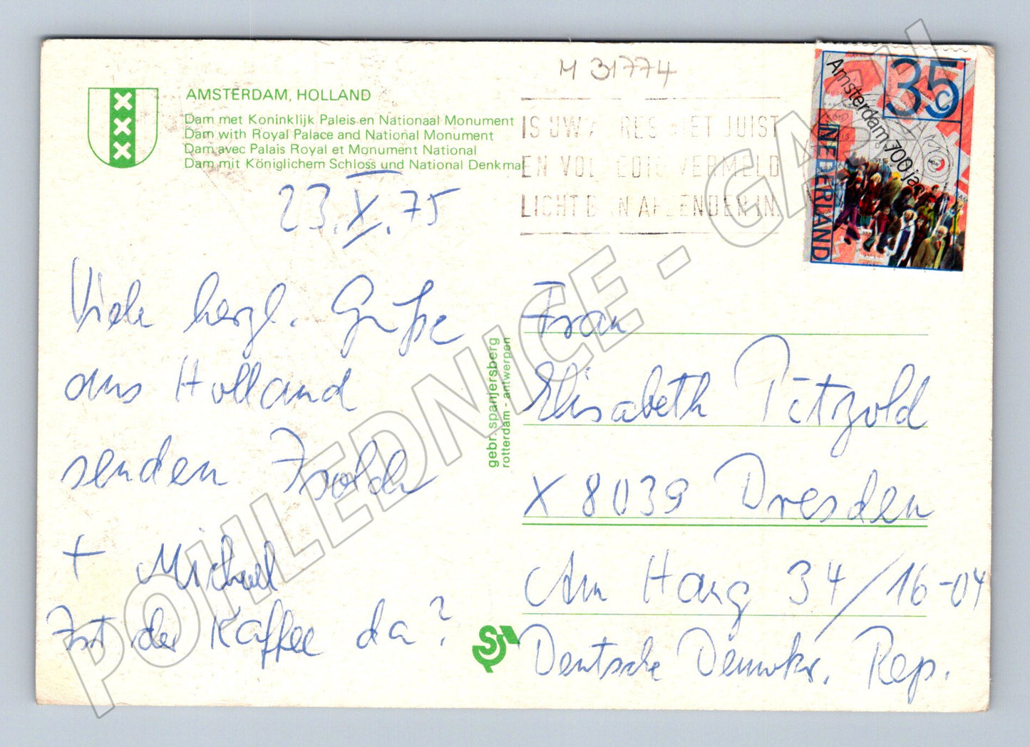 Pohlednice Holandsko Amsterdam Dam Square 1975 (M31774)