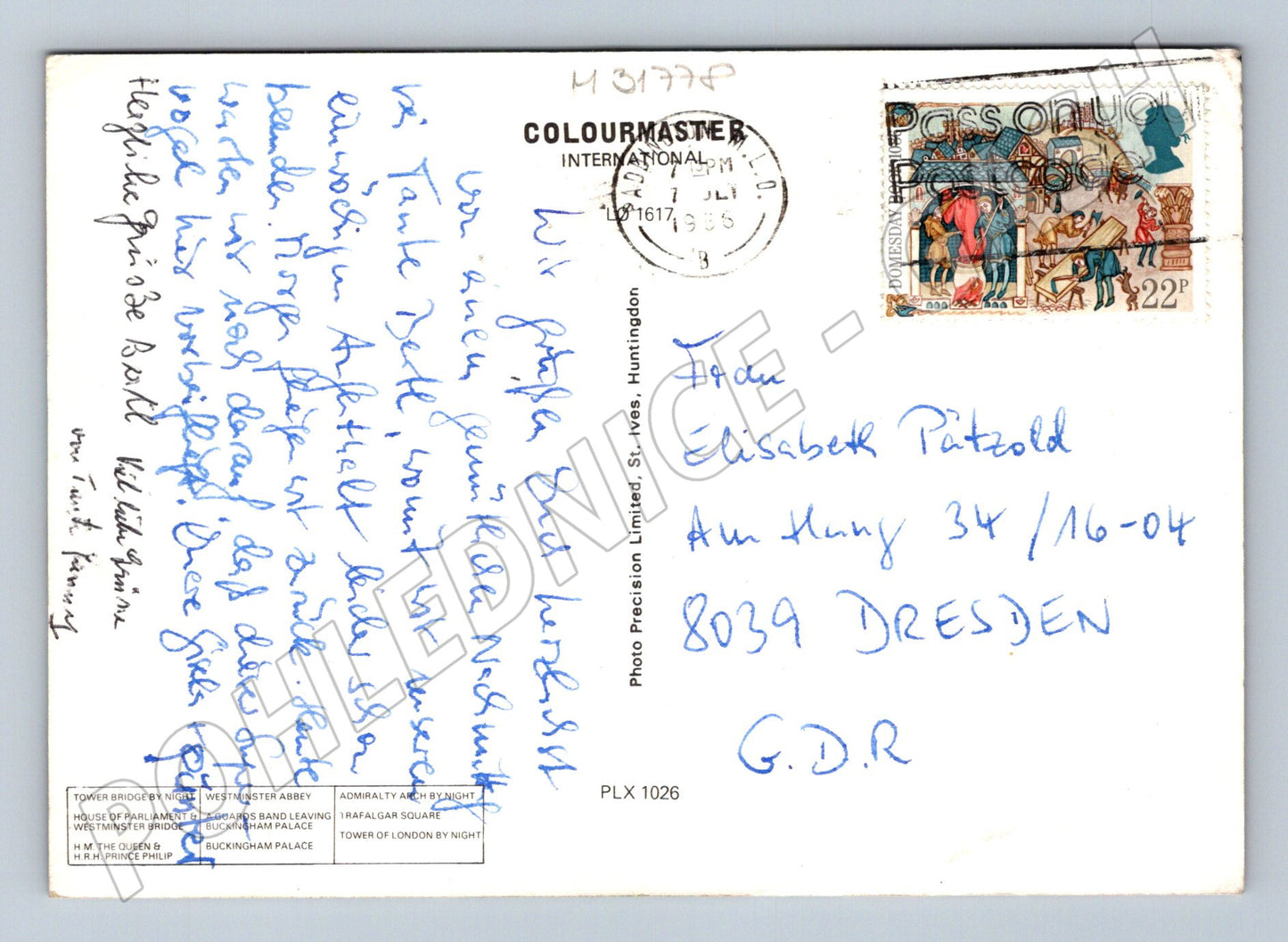 Pohlednice Velká Británie Londýn Concorde památky 1985 (M31778)