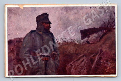 Postcard soldier in trench painting motif (M3178)