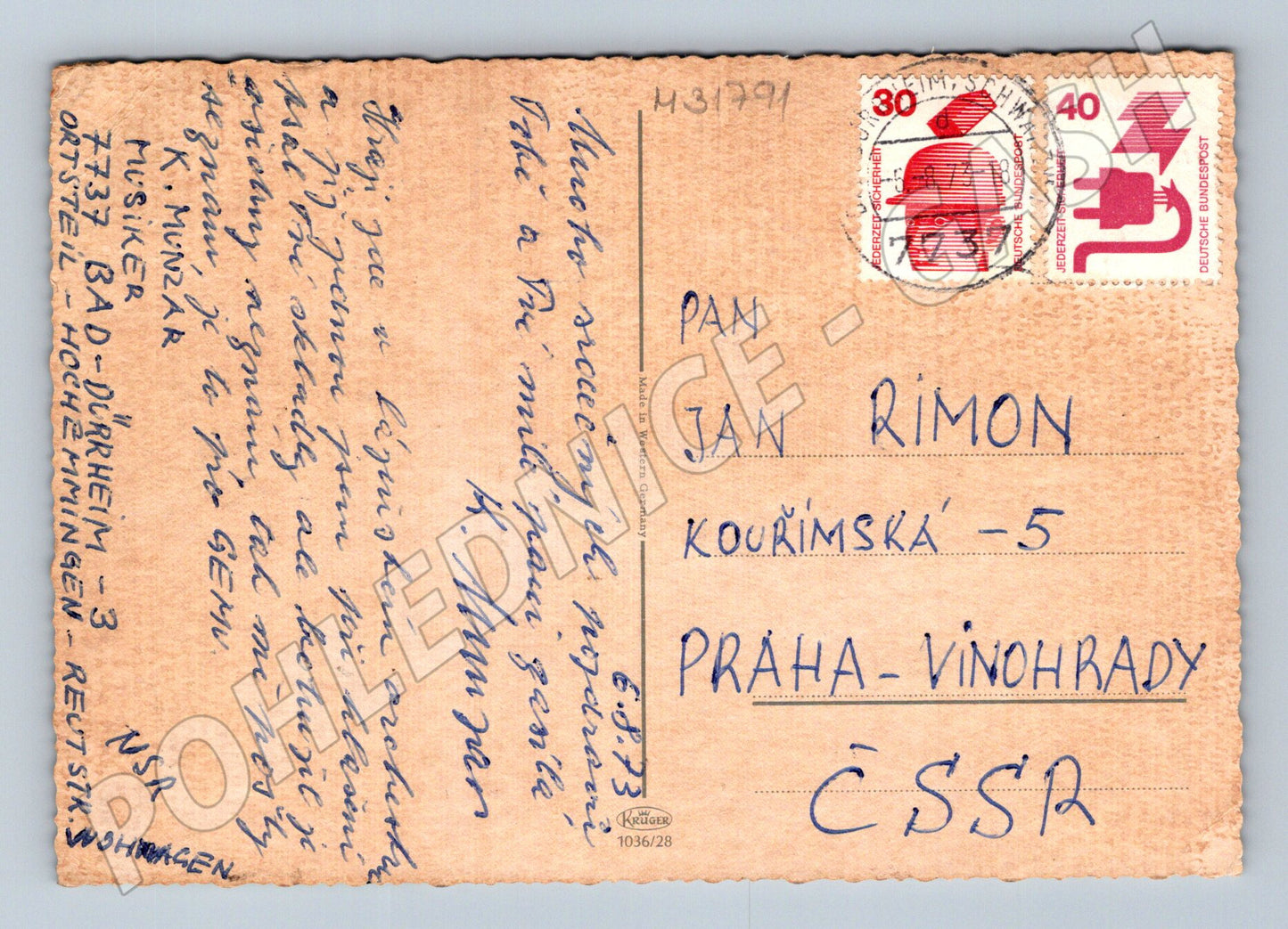 Pohlednice Německo Schwarzwald vodní mlýn kroje 1973 (M31791)