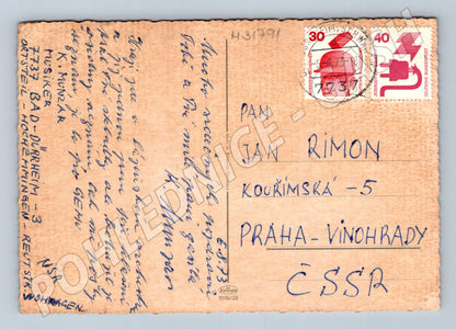 Pohlednice Německo Schwarzwald vodní mlýn kroje 1973 (M31791)