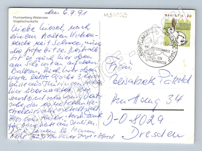 Pohlednice Švýcarsko Flumserberg Walensee mapa 1991 (M31803)