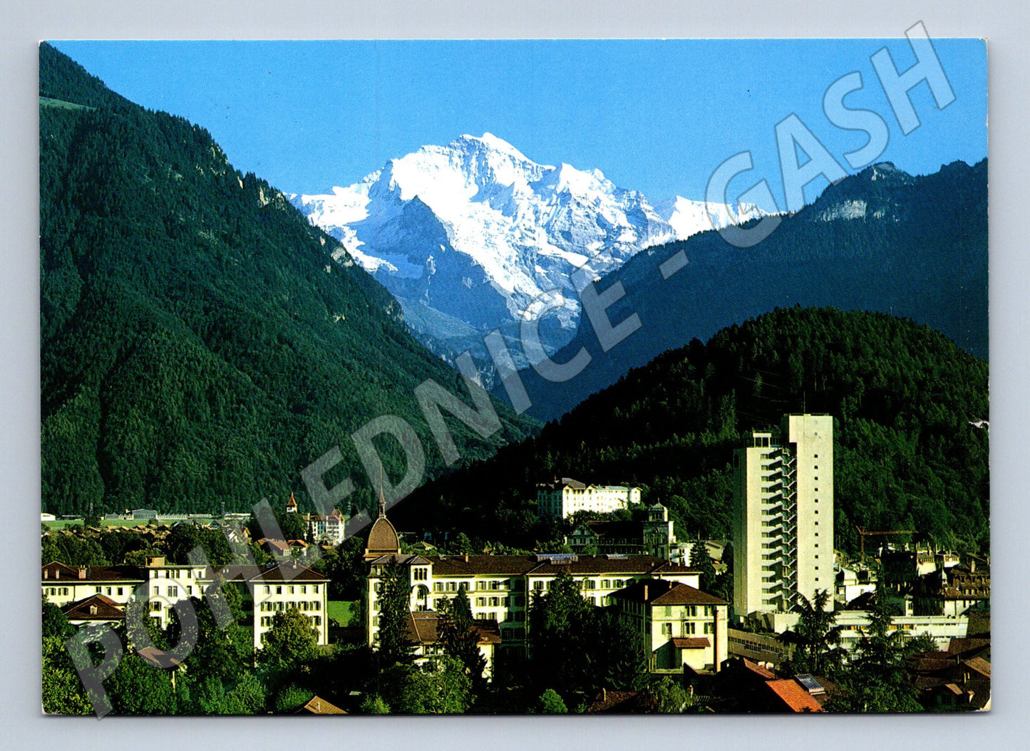 Pohlednice Švýcarsko Interlaken hory Jungfrau 1989 (M31804)