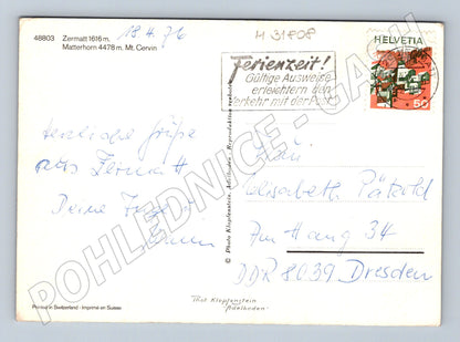 Pohlednice Švýcarsko Zermatt Matterhorn 1976 (M31808)