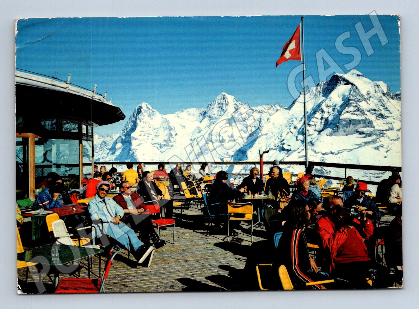 Pohlednice Švýcarsko Mürren-Schilthornbahn restaurace 1974 (M31811)