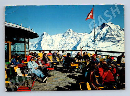 Pohlednice Švýcarsko Mürren-Schilthornbahn restaurace 1974 (M31811)