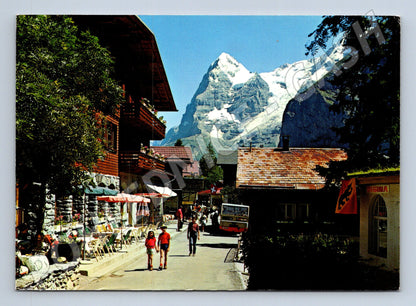 Pohlednice Švýcarsko Mürren Eiger Dorfstrasse 1985 (M31815)