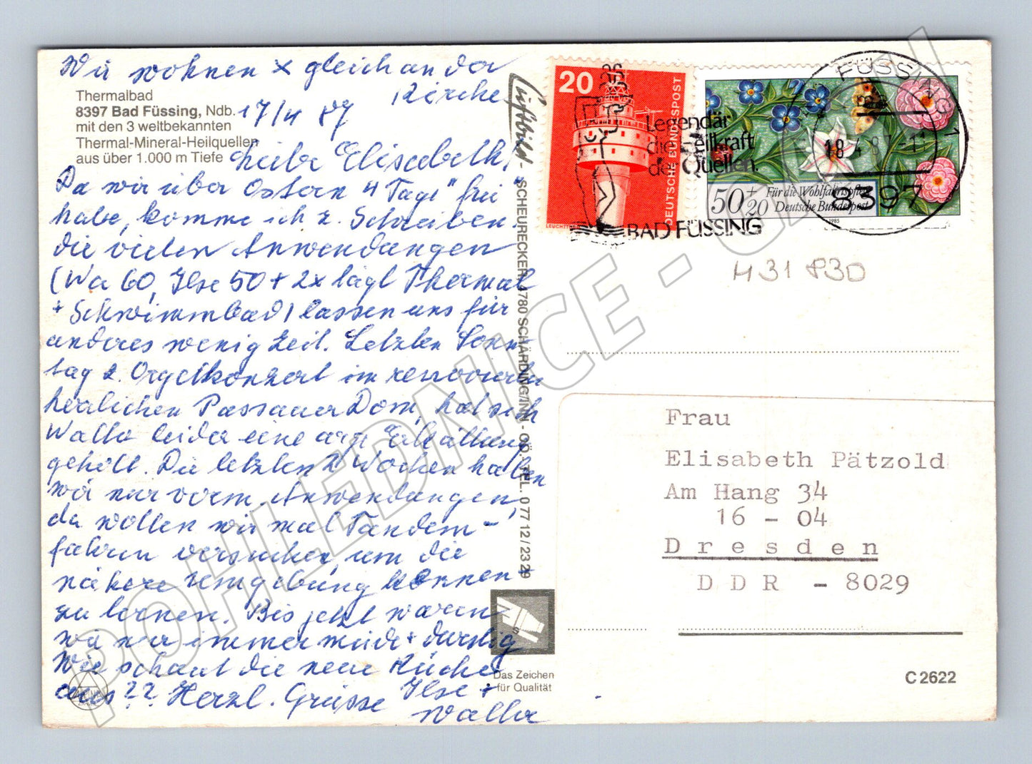 Pohlednice Německo Bad Füssing Thermalbad 1983 (M31830)