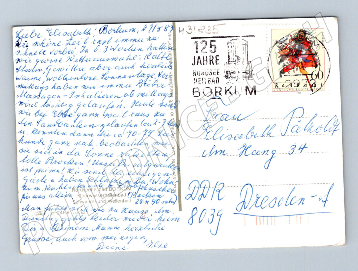 Pohlednice Německo Borkum různé pohledy 1983 (M31835)