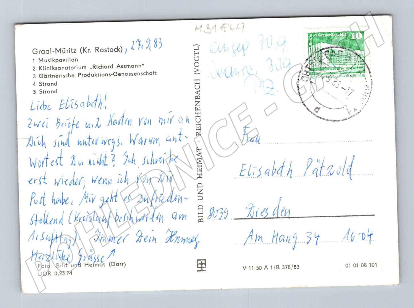Pohlednice Německo Graal-Müritz různé motivy 1983 (M31849)