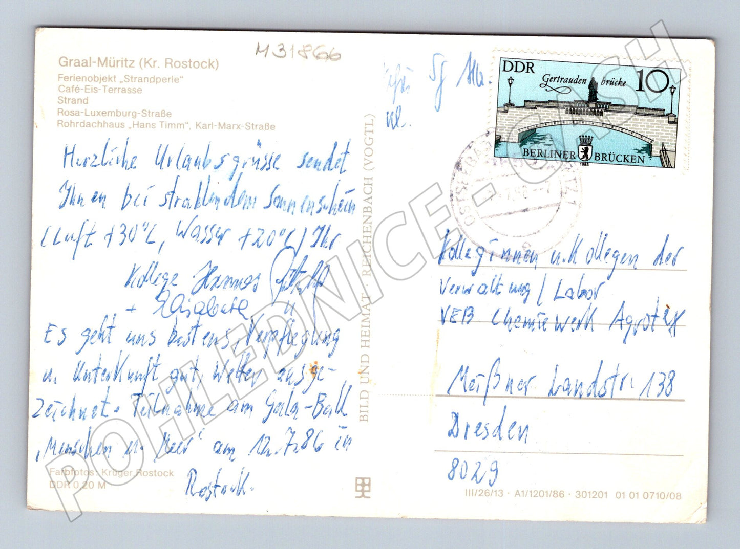 Pohlednice Německo Graal-Müritz různé pohledy 1986 (M31866)
