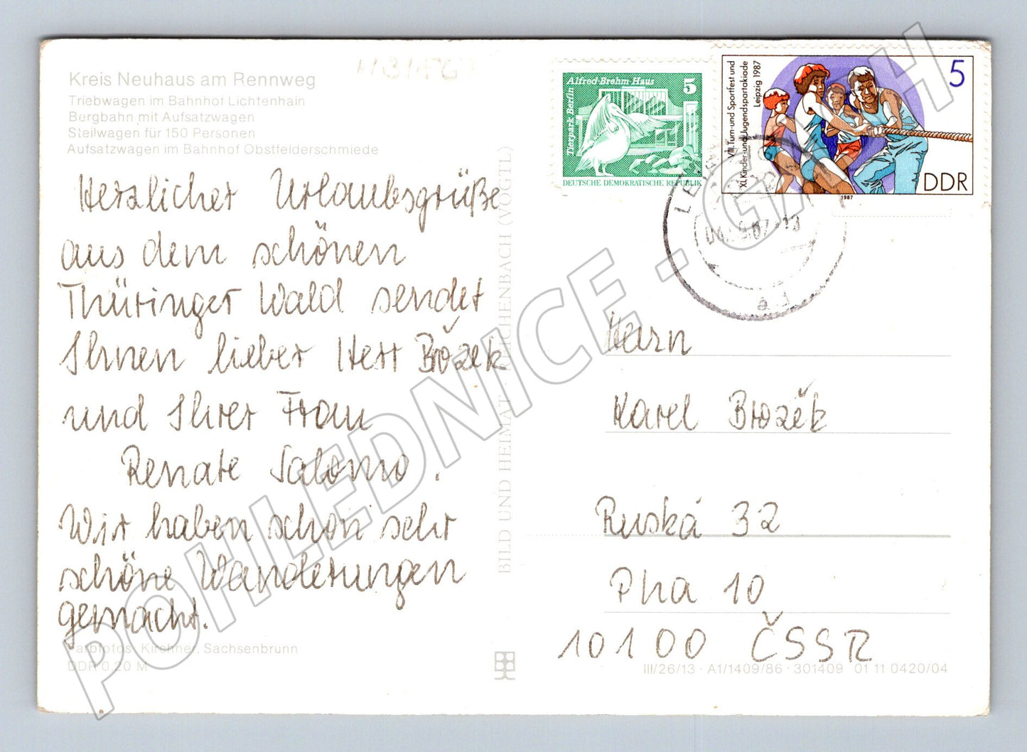 Pohlednice Německo Oberweißbacher Bergbahn 1987 (M31867)