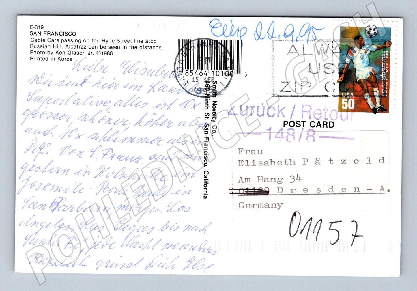 Pohlednice USA San Francisco Cable Cars Alcatraz 1988 (M31875)