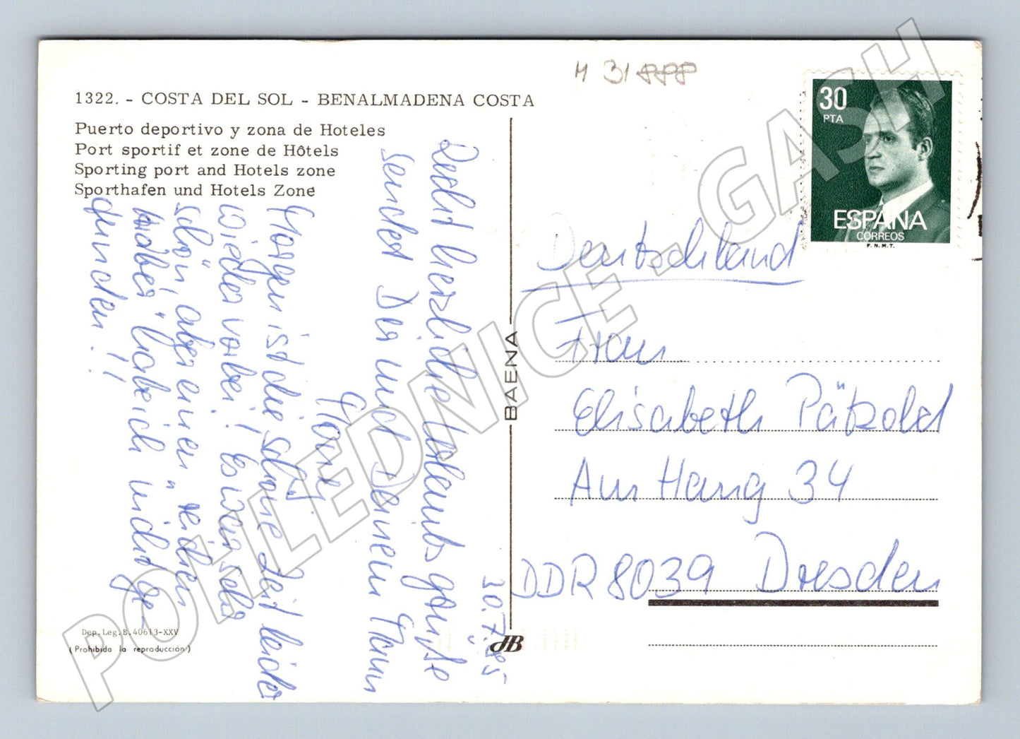 Pohlednice Španělsko Benalmádena Costa přístav 1975 (M31888)
