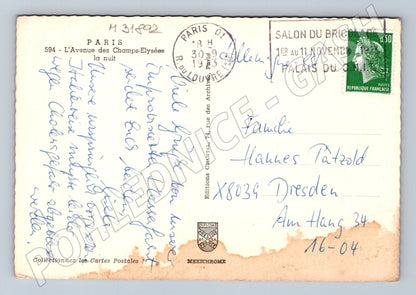 Pohlednice Francie Paříž Champs-Élysées v noci 1934 (M31892)