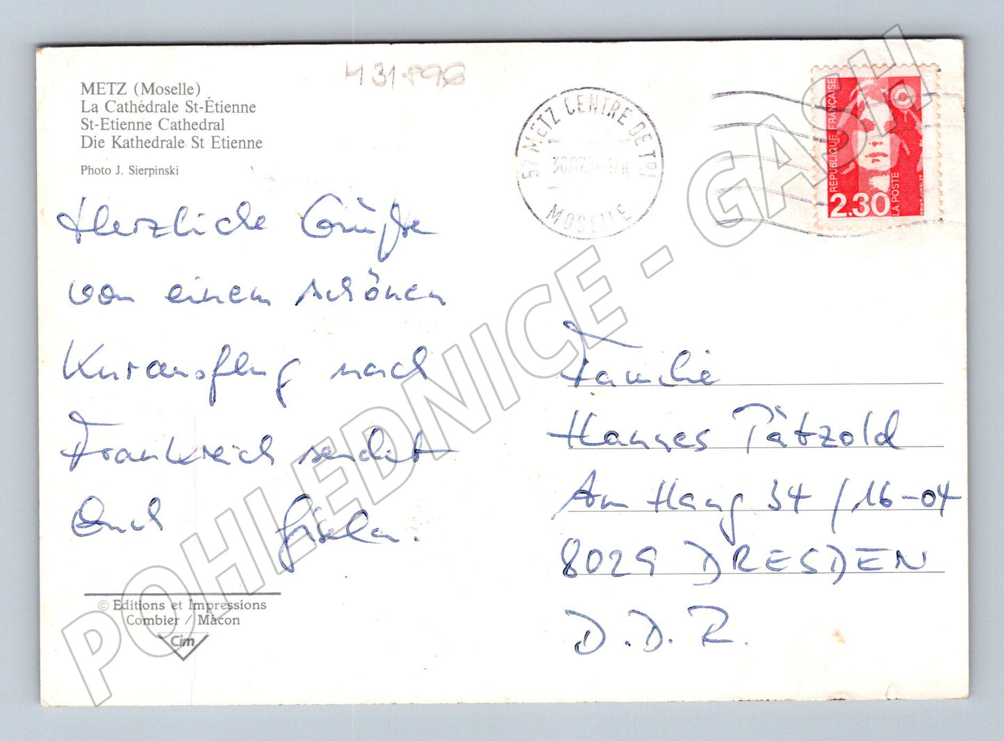 Pohlednice Francie Metz Katedrála 1988 (M31896)