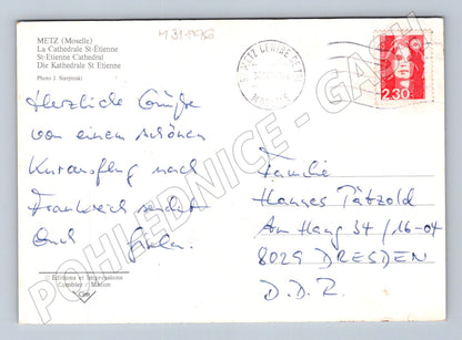 Pohlednice Francie Metz Katedrála 1988 (M31896)