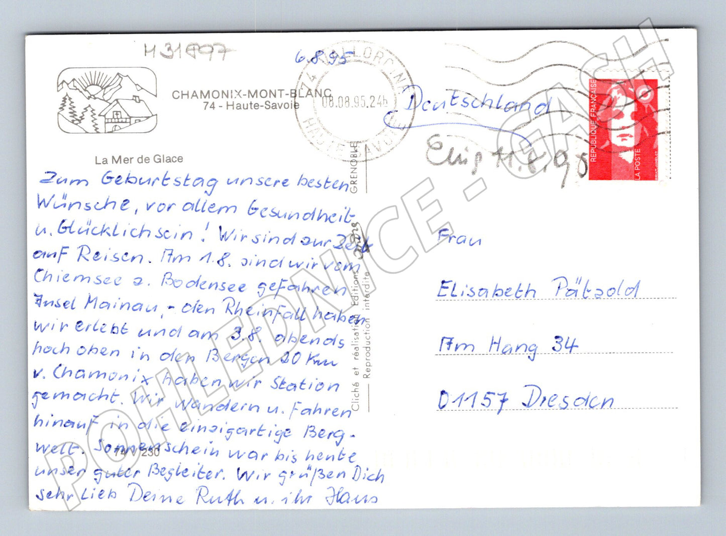 Pohlednice Francie Chamonix Mont Blanc 1995 (M31897)