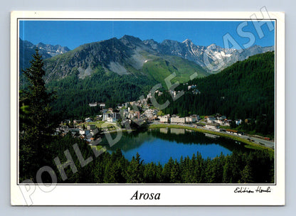 Pohlednice Švýcarsko Arosa jezero hory 1989 (M31909)