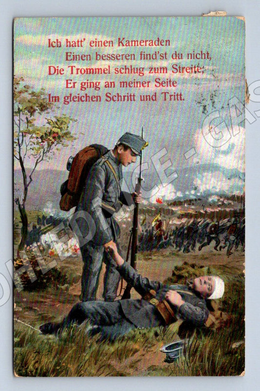 Postcard soldiers and camaraderie WWI motif (M3192)