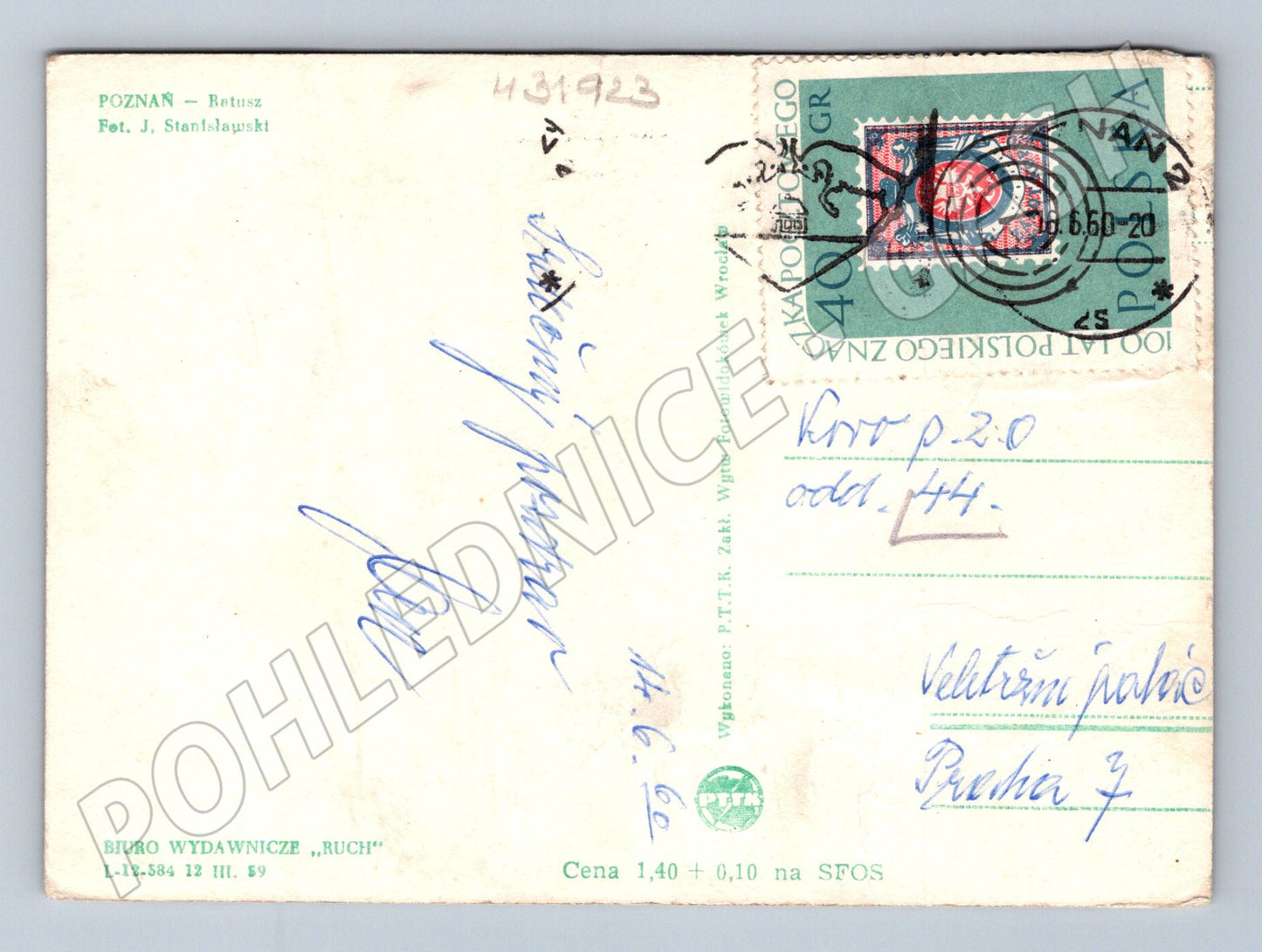 Pohlednice Polsko Poznań Ratusz (Radnice) 1959 (M31923)