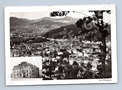 Pohlednice Děčín panorama a škola 1936 (M31925)