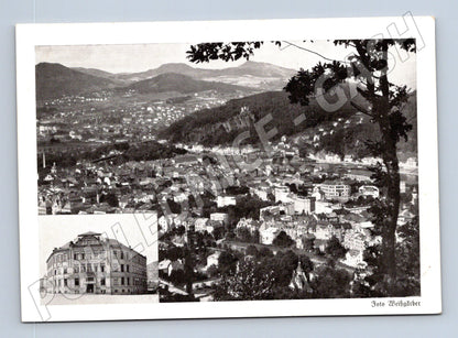 Pohlednice Děčín (Tetschen a. d. Elbe) panorama a škola (M31926)