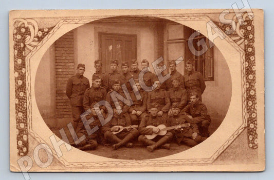 Postcard musicians 1920s sepia Czechoslovakia (M3194)