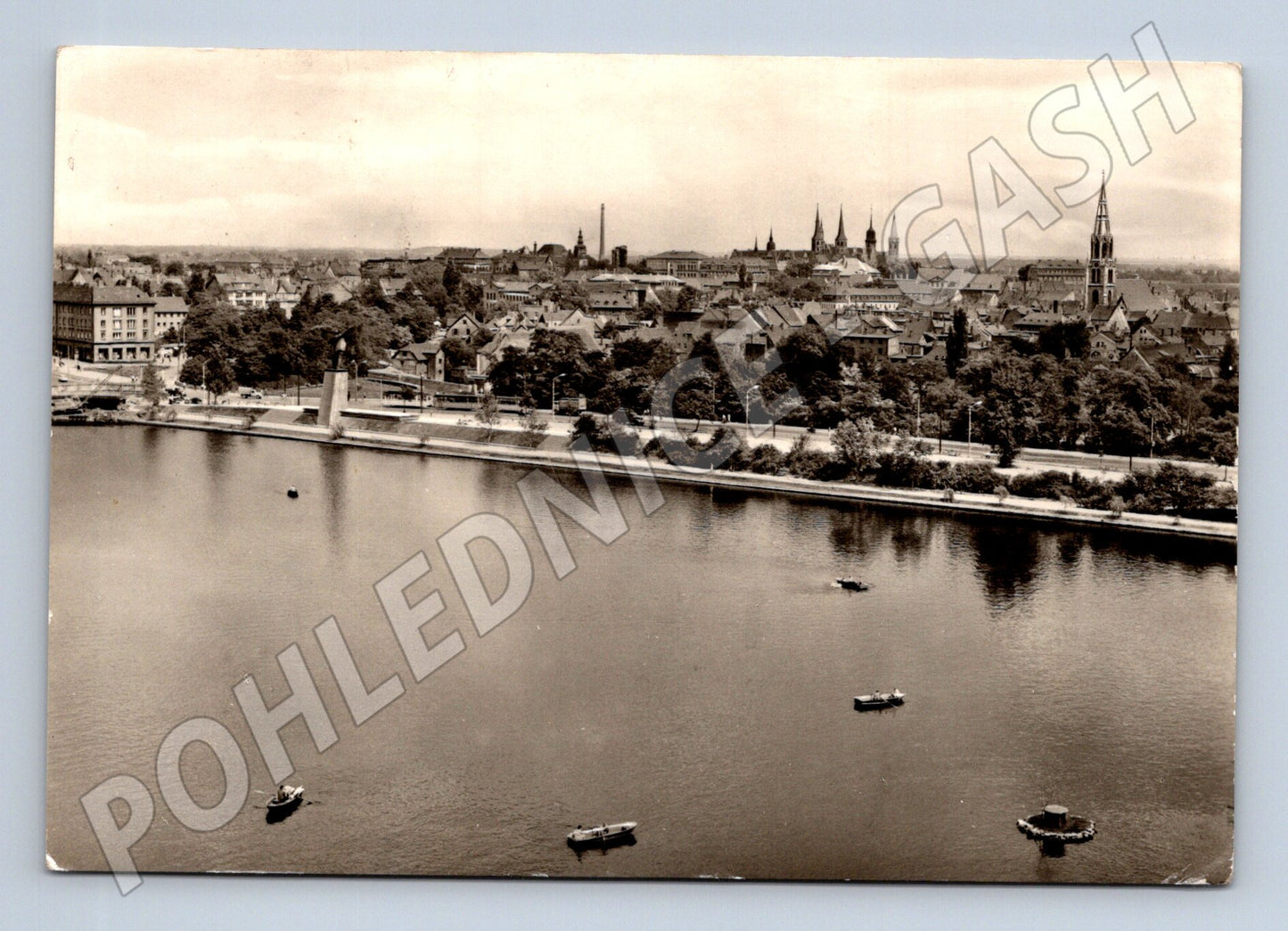 Pohlednice Německo Merseburg panorama Gotthardteich (M31944)