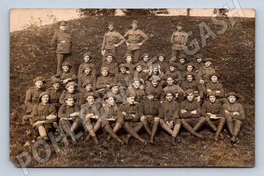Postcard group of soldiers Czechoslovakia 1920 historical (M3198)