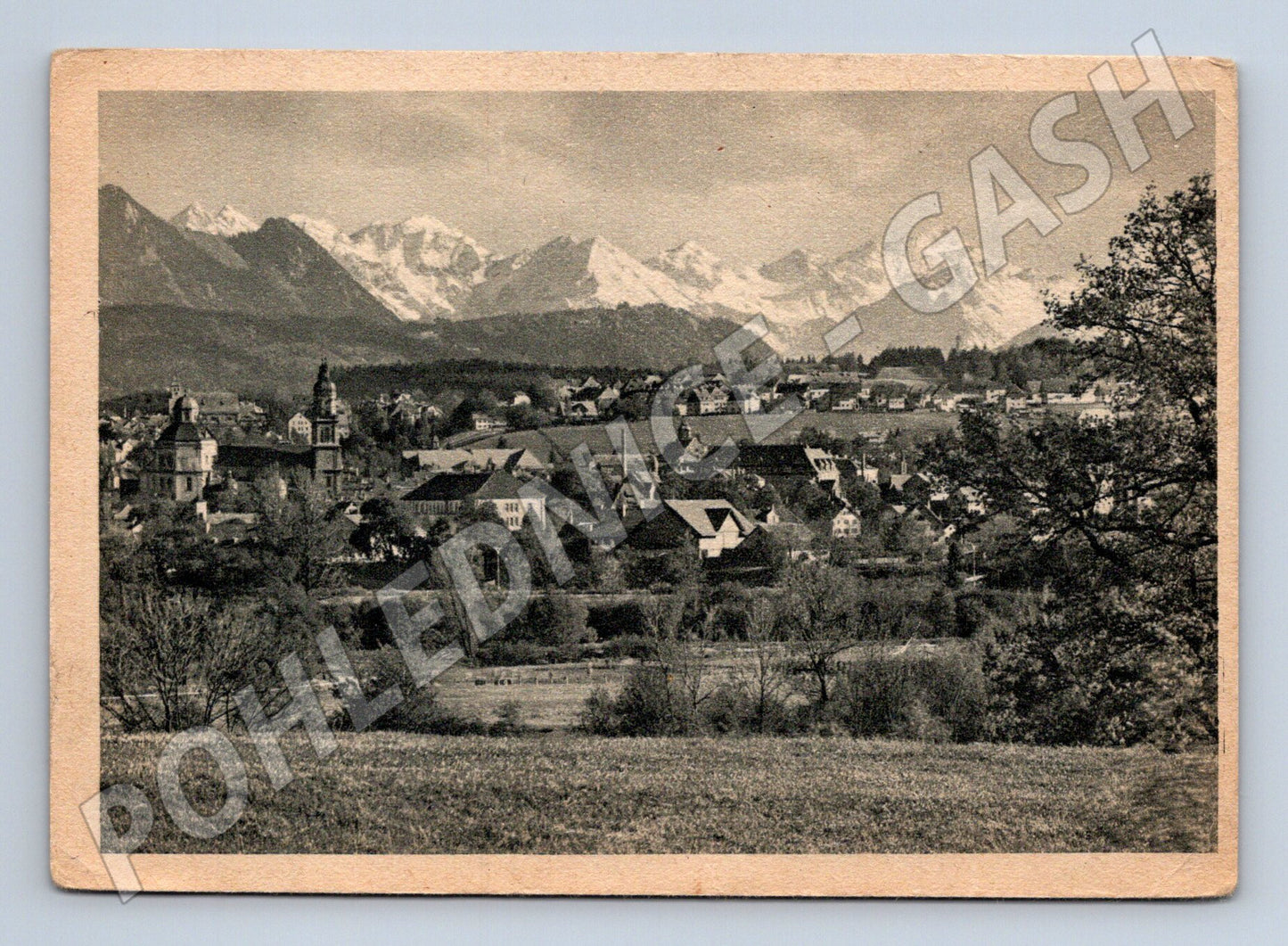 Pohlednice Německo Kempten im Allgäu město s horami 1943 (M31980)
