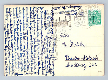 Pohlednice Německo zasněžená krajina s budovou 1961 (M31990)