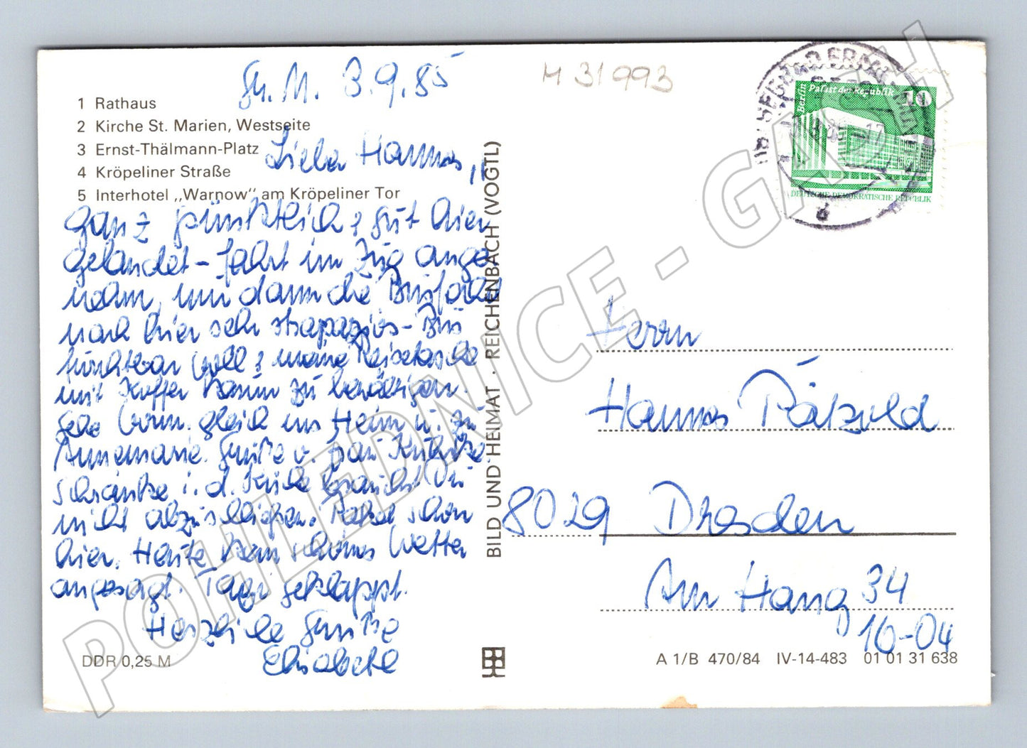 Pohlednice Německo Rostock koláž 1985 (M31993)