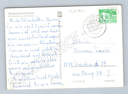 Pohlednice Německo Wartburg Eisenach hrad 1959 (M31994)
