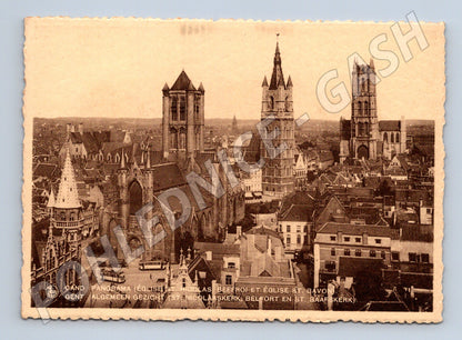 Pohlednice Belgie Gent panorama kostely (M32000)