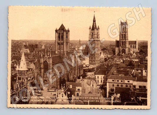 Pohlednice Belgie Gent panorama kostely (M32000)