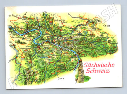 Pohlednice Německo Sächsische Schweiz mapa 1973 (M32035)