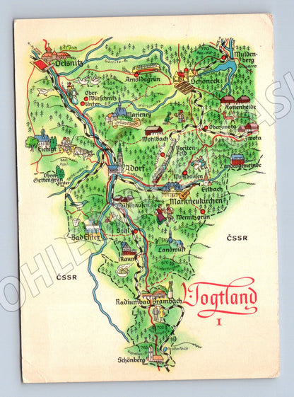 Pohlednice Vogtland mapa ČSSR 1975 (M32036)