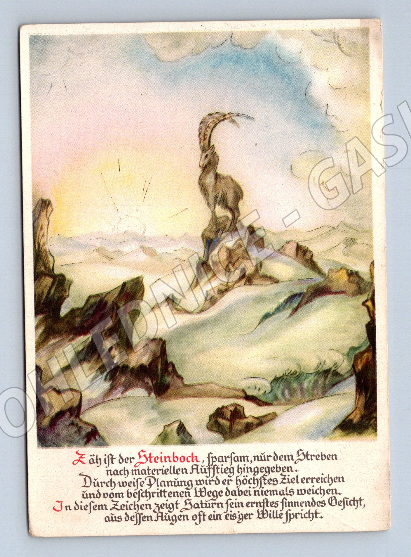 Pohlednice Německo Alegorická znamení Steinbock (Kozoroh) (M32040)