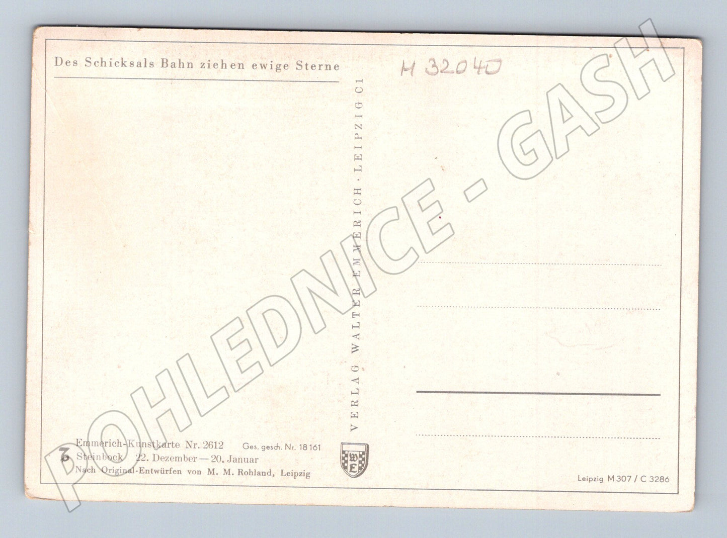 Pohlednice Německo Alegorická znamení Steinbock (Kozoroh) (M32040)