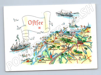 Pohlednice Německo Ostsee mapa pobřeží (M32041)