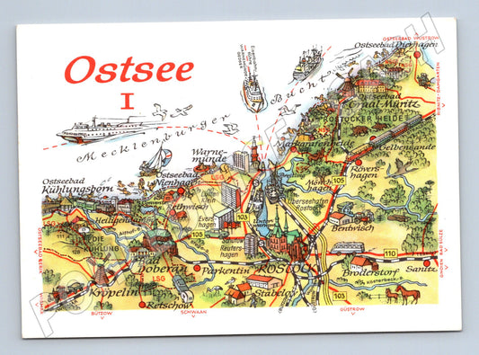 Pohlednice Německo Ostsee mapa pobřeží (M32043)