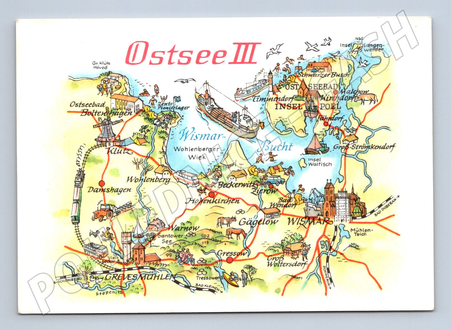 Pohlednice Německo mapa oblasti Ostsee Wismar Poel (M32044)