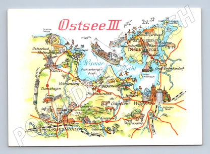 Pohlednice Německo mapa oblasti Ostsee Wismar Poel (M32044)