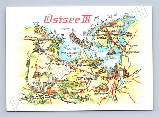 Pohlednice Německo mapa oblasti Ostsee Wismar Poel (M32044)