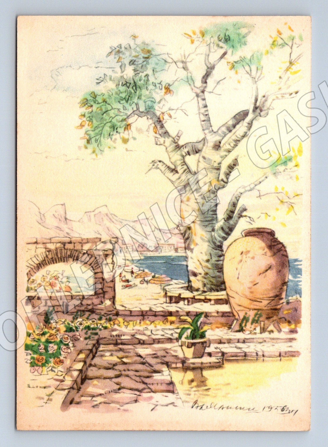 Pohlednice Bulharsko Balchik pláž umělecký motiv (M32050)
