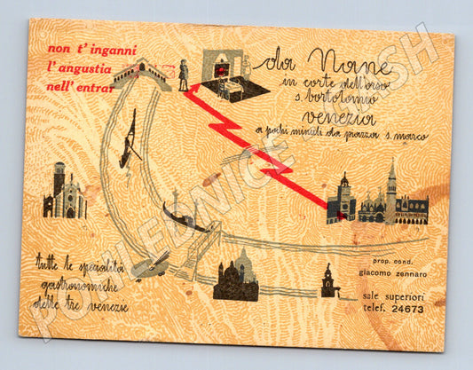 Pohlednice Itálie Venezia reklamní mapa restaurace (M32052)