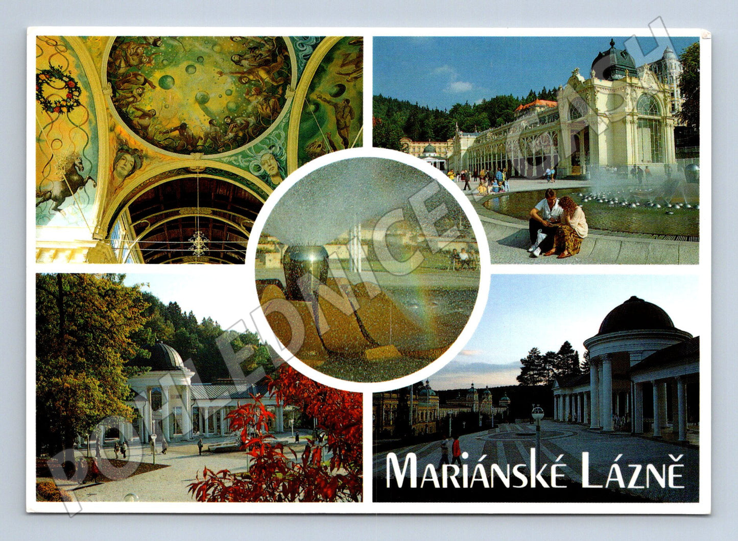 Pohlednice Mariánské Lázně kolonáda fontána 1995 (M32064)
