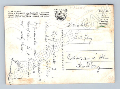 Pohlednice Hamr na Jezeře pláž tobogán 1957 (M32085)